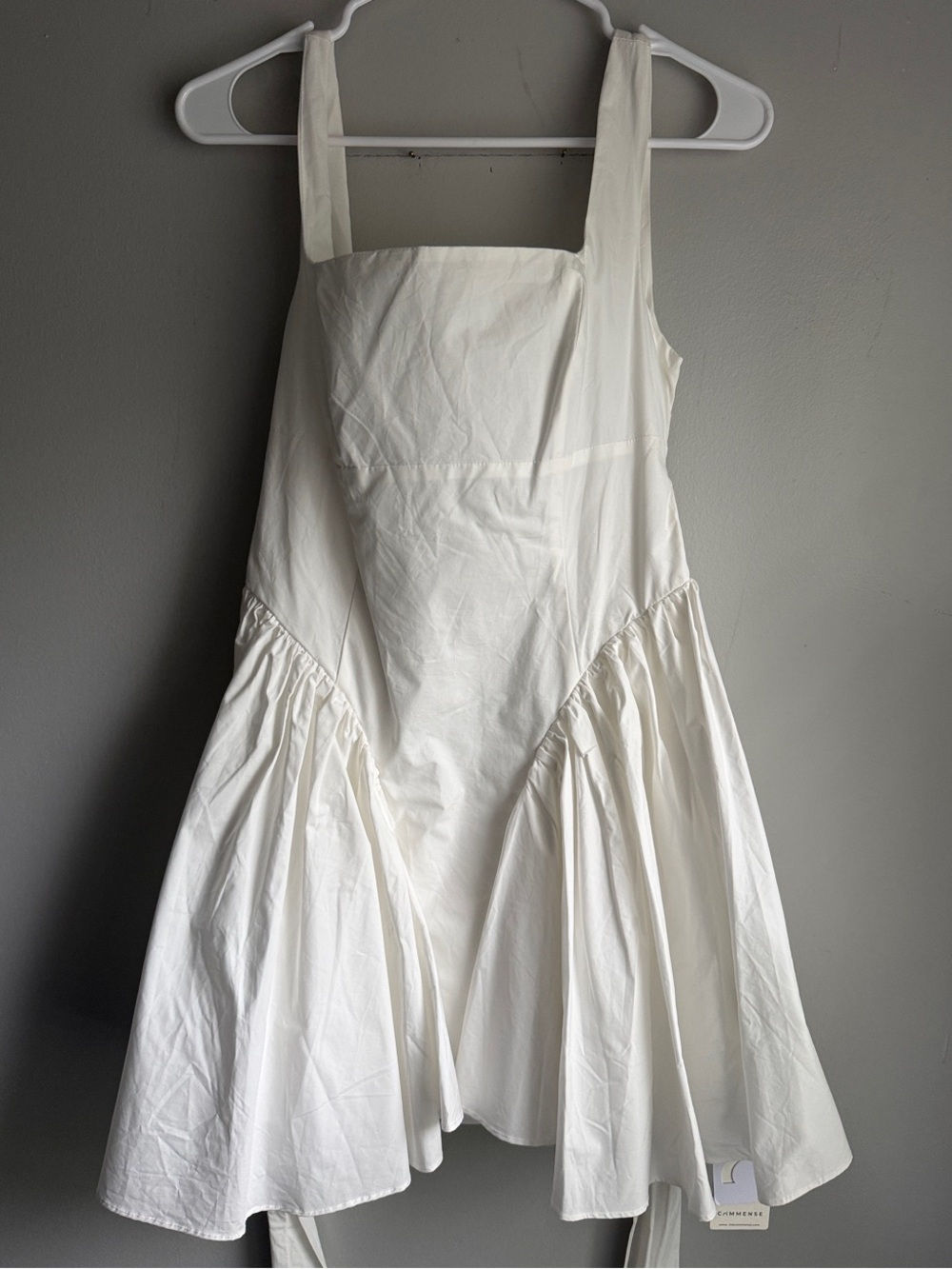 Commense White Cotton Corset Pleated Mini Play Dress | Medium | NWT